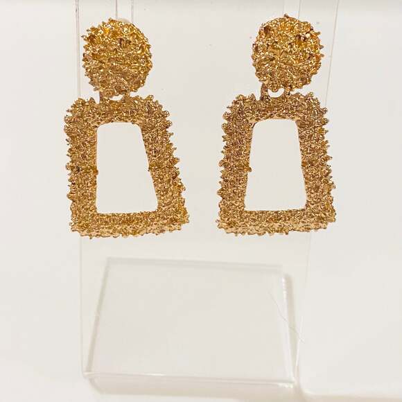 Textured Metal Drop Earrings - Picture 1 of 1